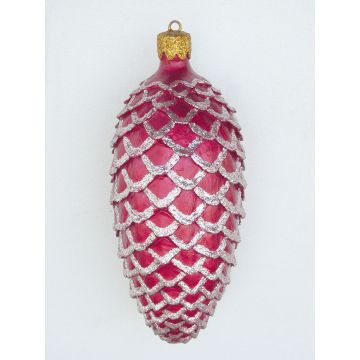 kleiner Weihnachtszapfen Pink glitzernd vergrößert