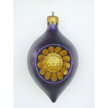 kleine Weihnachtskugel in Blütenform Lila-Gold vergrößert