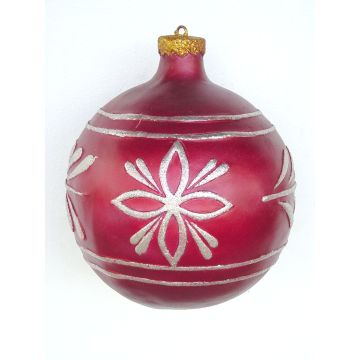 große Weihnachtskugel Rot-Silber vergrößert