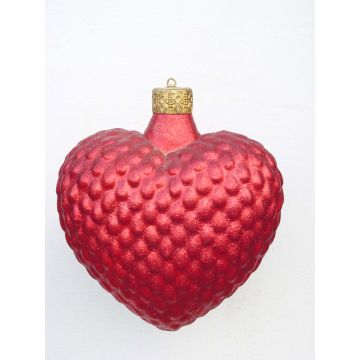 große Weihnachtskugel in Herzform Rot glitzernd vergrößert