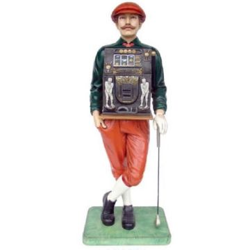 Golfer mit Spielautomat lebensgroß