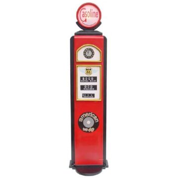 Tankstelle als CD-Regal in Rot lebensgroß