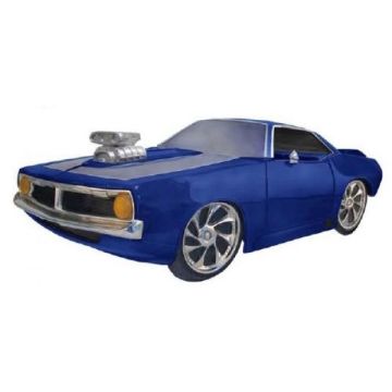 Musclecar in blau für die Wand verkleinert