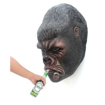 Gorillakopf mit Zigarre für Wand Flaschenöffner lebensgroß