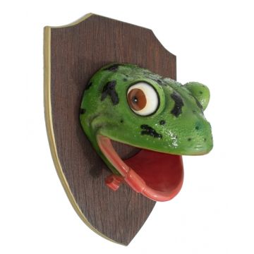 Froschkopf auf Holz lebensgroß
