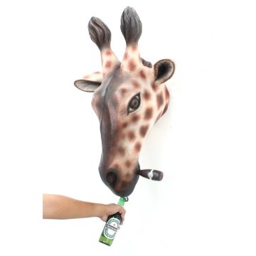 Giraffenkopf mit Zigarre Flaschenöffner lebensgroß