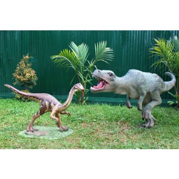 Dinosaurier Utahraptor und Tyrannosaurus klein lebensgroß