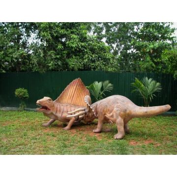 Dinosaurier Dimetrodon und Triceratops klein lebensgroß