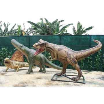 Dinosaurier Tyrannosaurus, Brachiosaurus und Dimetrodon lebensgroß