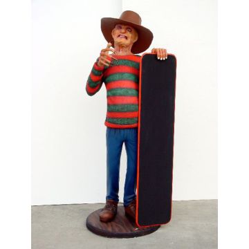 Freddy Krüger mit Angebotstafel lebensgroß