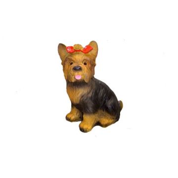 Yorkshire Terrier mit Schleifchen lebensgroß