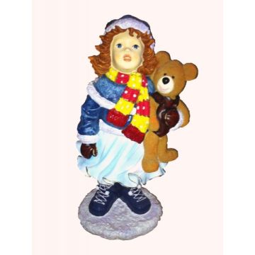 Wintermädchen mit Teddy lebensgroß