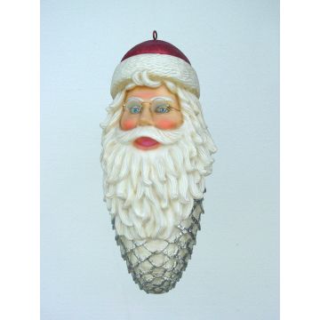 kleines Weihnachtsmanngesicht mit Bart als Weihnachtszapfen vergrößert