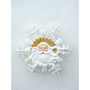 Weihnachtsmanngesicht mit Bart als Schneeflocke klein vergrößert