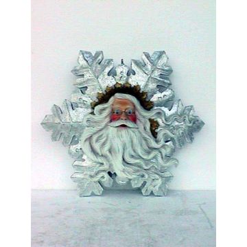 Weihnachtsmanngesicht mit Bart als Schneeflocke groß vergrößert