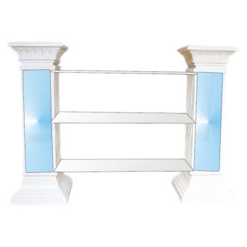 2 Säulen Regal mit Glasscheiben lebensgroß