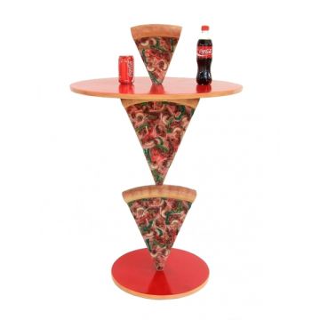 Pizzatisch 2 Pizzastücke mit kleiner Pizza darauf vergrößert