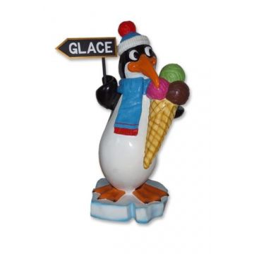 Pinguin mit Eis vergrößert