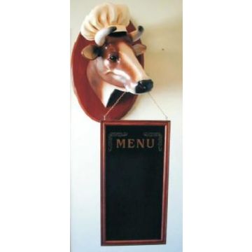 Kuhkopf mit Menütafel lebensgroß