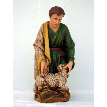 junger mittelgroßer Schäfer mit Schaf verkleinert