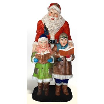 Weihnachtsmann mit 2 Kindern lebensgroß