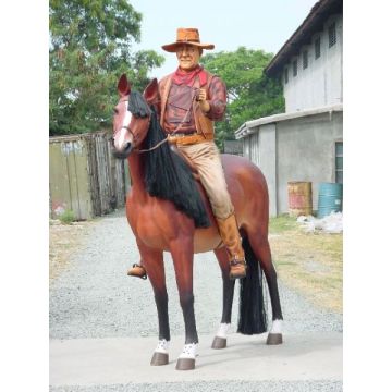 Cowboy mit Pferd lebensgroß
