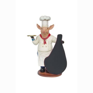 Kochschwein mit Tafel lebensgroß