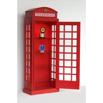 Halbe Londoner Telefonzelle als Wandvitrine lebensgroß