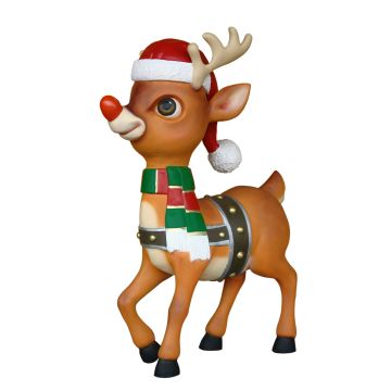 Rentier Bambi mit roter Nase lebensgroß