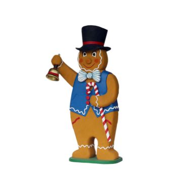 Lebkuchen-Mann mit Zylinder und Zuckerstange vergrößert
