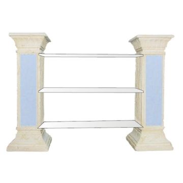 2 Säulen Regal mit Glasscheiben lebensgroß