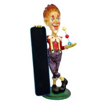 Clown mit Angebotstafel lebensgroß
