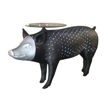 Schwarzes Schwein als Beistelltisch lebensgroß