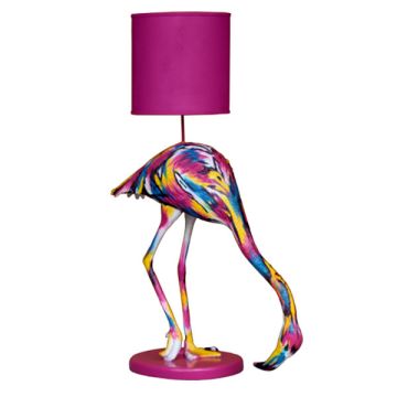 bunter Flamingo als Stehlampe lebensgroß