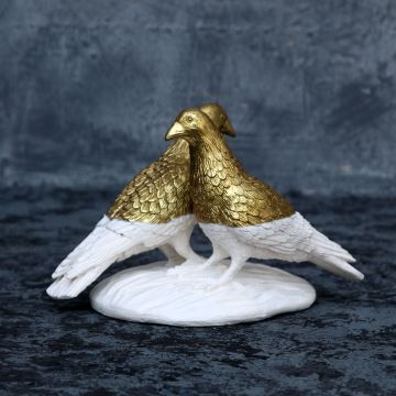 gold - weißes Taubenpärchen lebensgroß