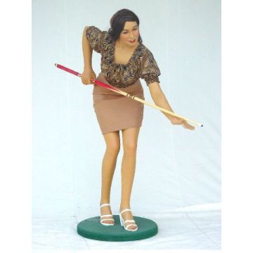 Billard Spielerin lebensgroß