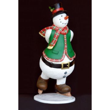 Schneemann auf Schlittschuhen lebensgroß