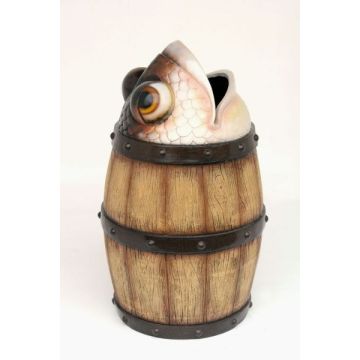 Abfalleimer Fass mit Fisch vergrößert