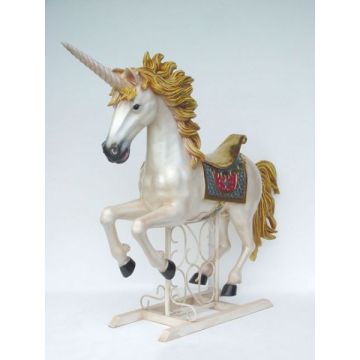 Großes nostalgisches Einhorn mit Metallständer lebensgroß