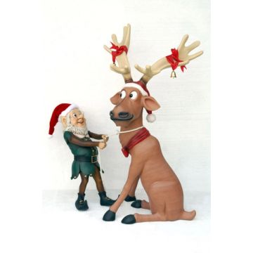 Rentier mit Elf lebensgroß