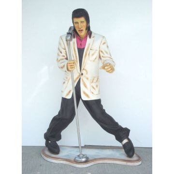 Elvisdouble mit Mikrofon lebensgroß