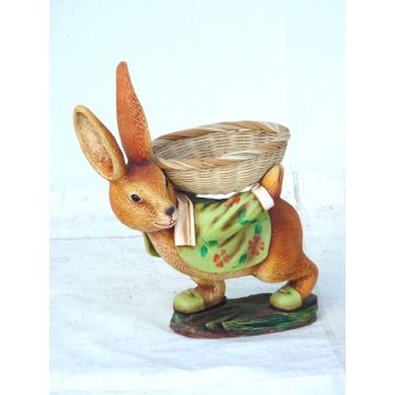 Osterhäschen mit Körbchen auf Rücken lebensgroß