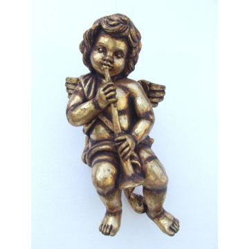 Engelputte hängend mit Trompete gold verkleinert