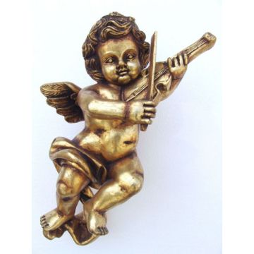 Engelputte hängend mit Violine gold verkleinert