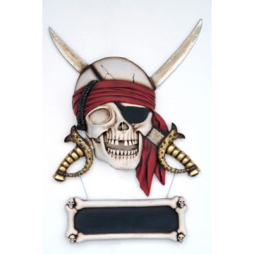 Piratenkopf mit Schild lebensgroß