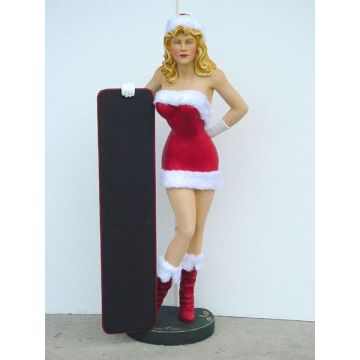 Weihnachtsgirl mit Tafel lebensgroß