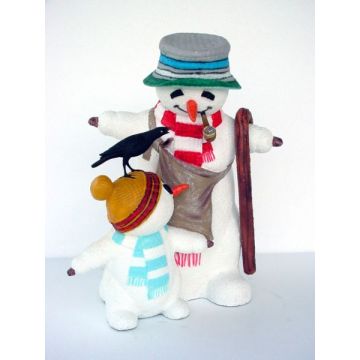 Schneemann mit Kind lebensgroß
