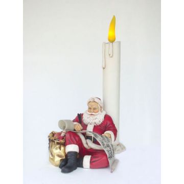 Weihnachtsmann sitzend an Kerze verkleinert