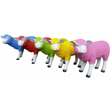 bunte Osterschafe Set 5 Stück verkleinert