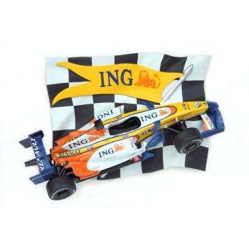 Rennflagge mit Formel 1 Wagen Blau verkleinert